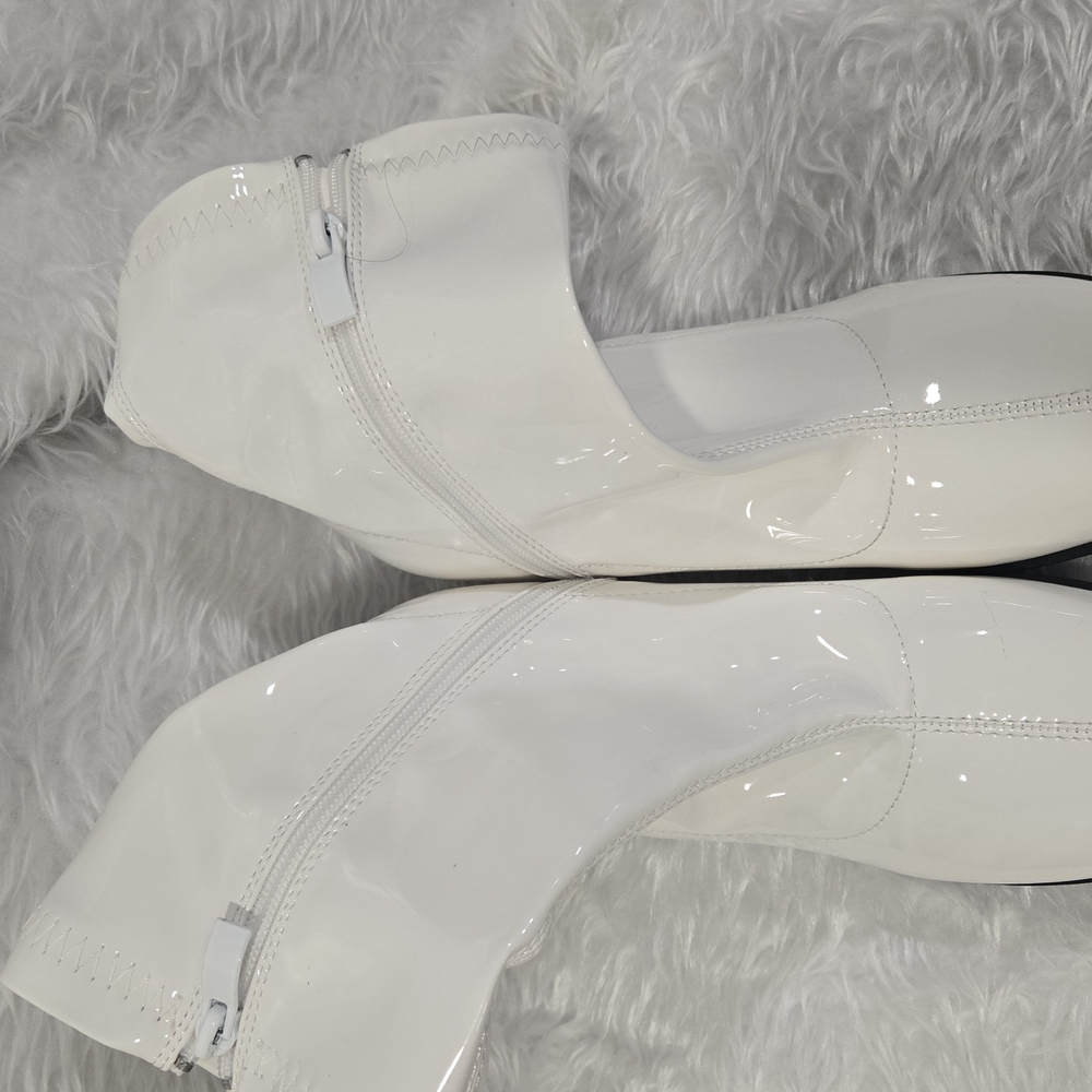 White Textured Ankle‎ Booties with Side Zipper